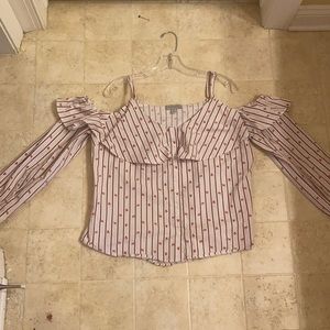 Shoulder cutout long sleeve shirt